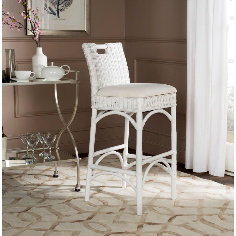 SAFAVIEH 17.75 -inch Fremont White Barstool - 18" x 20" x 42.5"