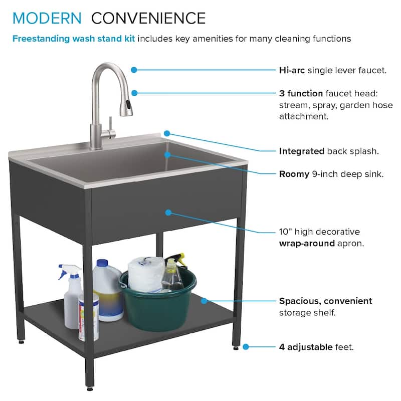 Transolid TRS_EWS-2822S Contemporary Laundry Washstand 28" Free