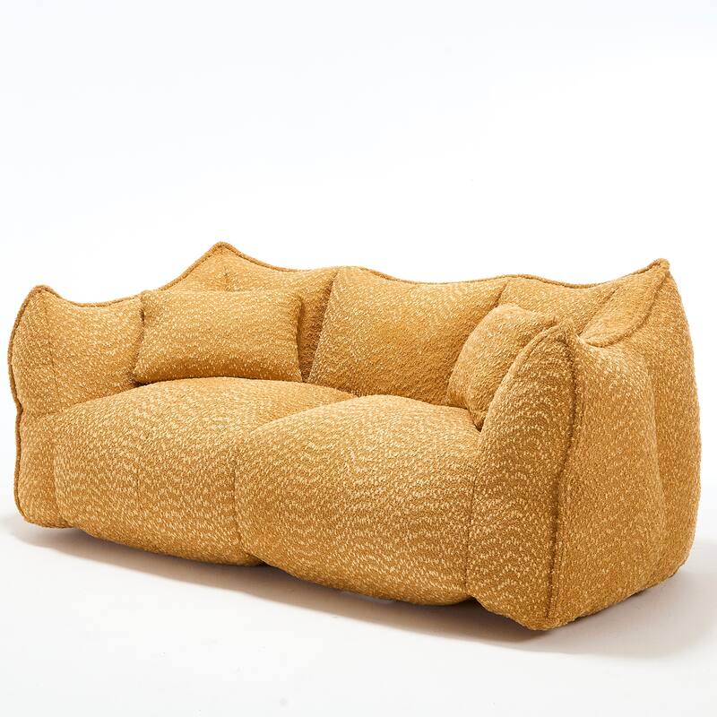 73.2" Chenille Oversized Beanbag Sofa Chair with High-Resilience Foam, Armrests and Handles