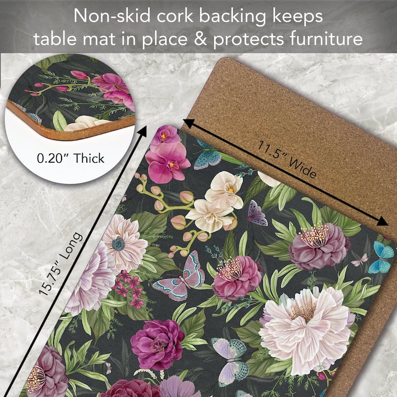 Hardboard Placemat, Midnight Garden, Set of 2, Made in the USA