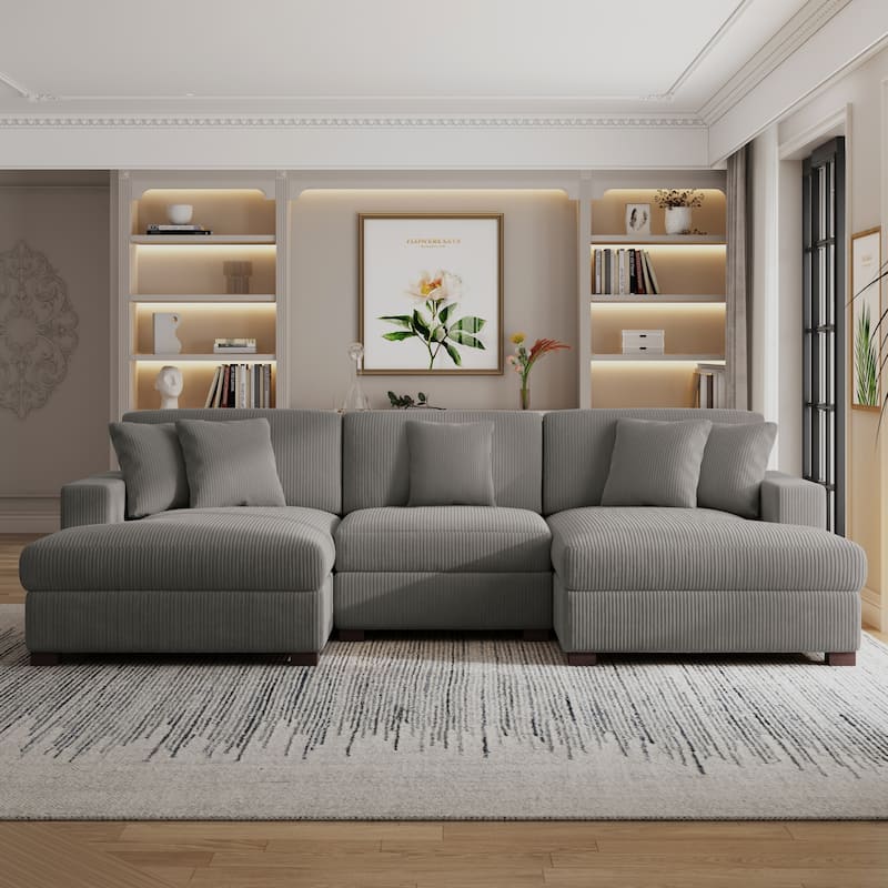 Modern Oversized Modular Sectional Sofa Set With Pillows