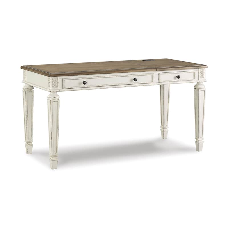 Realyn White/Brown Home Office Lift Top Desk