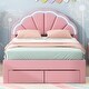 preview thumbnail 28 of 48, Seashell-Shaped Platform Bed Frame with 2 Drawers & LED
