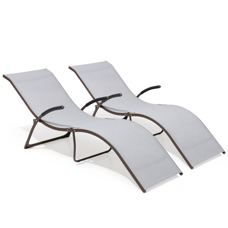 Set of 4 Outdoor Patio Adjustable Back Chaise Lounges Chairs with arms