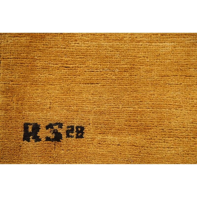 Yellow Gabbeh Modern Accent Rug Handmade Wool Carpet - 2'8" x 3'11"