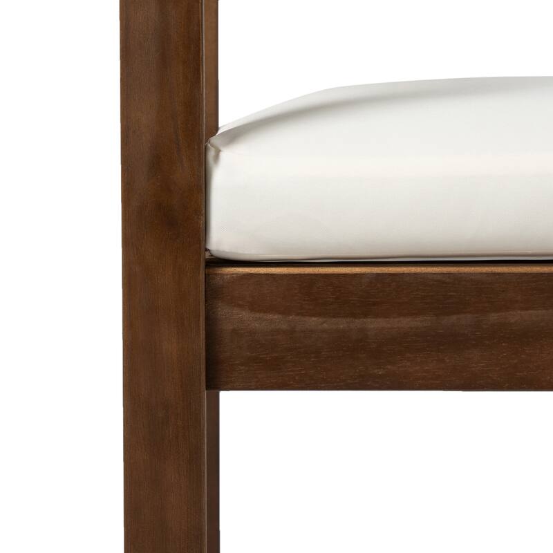 Outdoor Patio Dining Table Set for 6 - Person with Umbrella Hole Acacia Wood and Removable Cushions