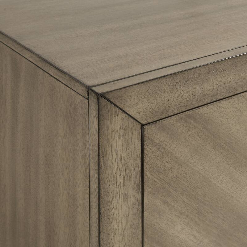 Antique Gray Nightstand with 2 Spacious Drawers, Metal Accents, and Dovetail Construction, 25.5" Tall