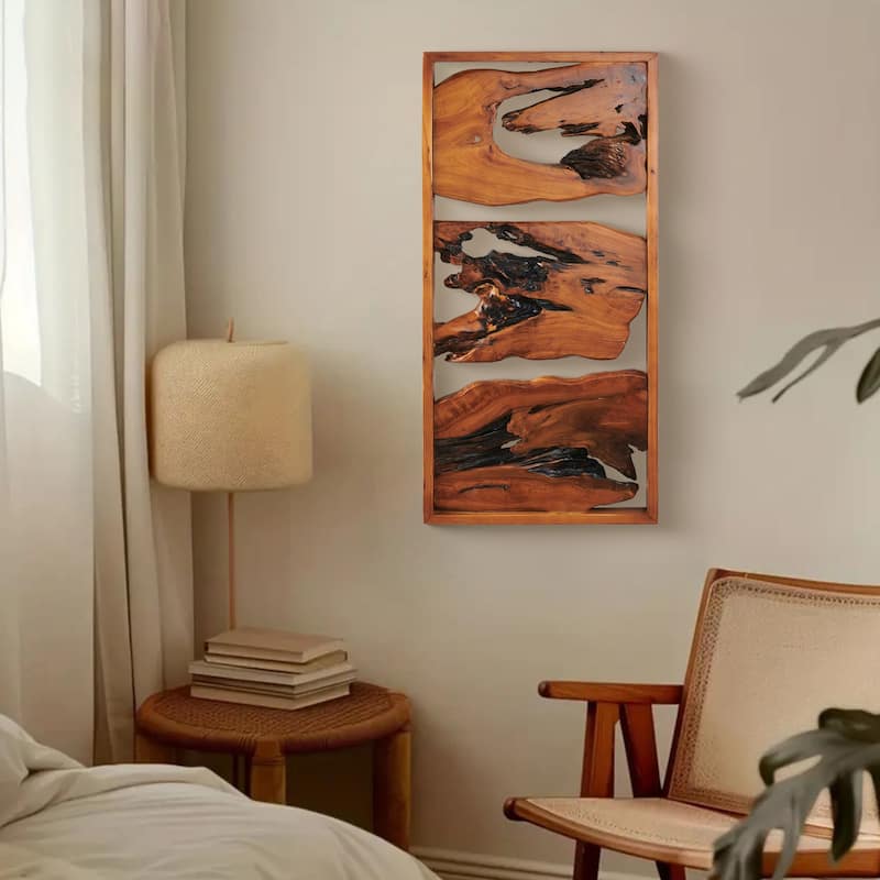 Greenage Rustic Cedar Live-Edge Carved Wall Art