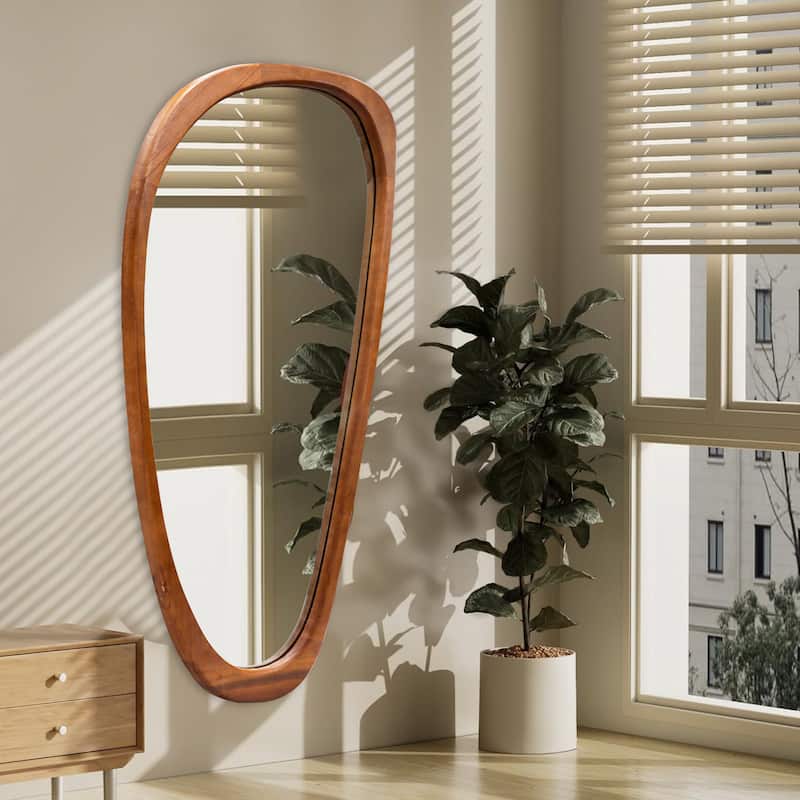 Irregular Mirror Asymmetrical Wood Wall Mirror