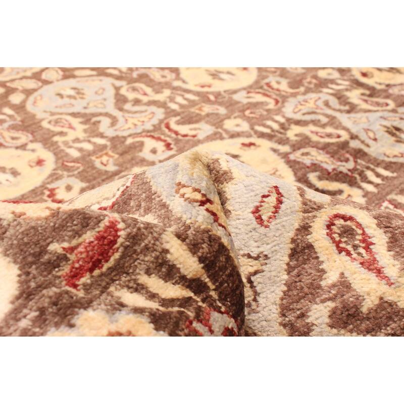 ECARPETGALLERY Hand-knotted Peshawar Ziegler Dark Brown Wool Rug - 8'0 x 9'10