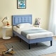 preview thumbnail 54 of 58, VECELO Tufted Upholstered Kids Bed with Adjustable Headboard,Twin Size Bed Set of 2