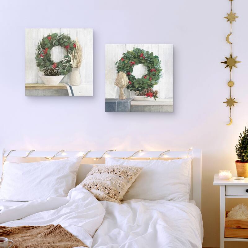 Natural Christmas I & II Blue by Julia Purinton Canvas Art Prints