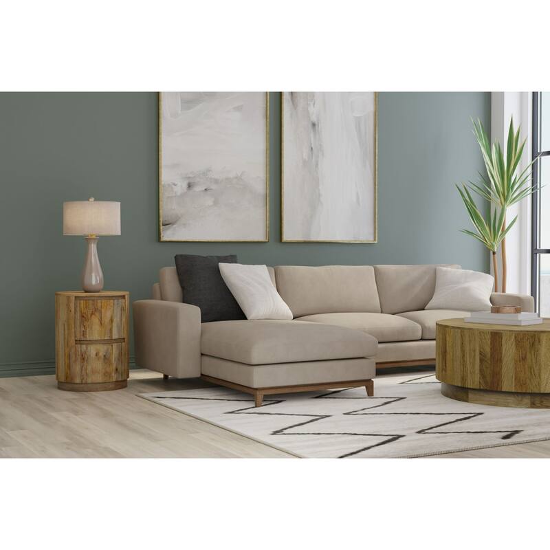 Rustic Style 2-Drawer Round Mango Wood Nightstand - 24"