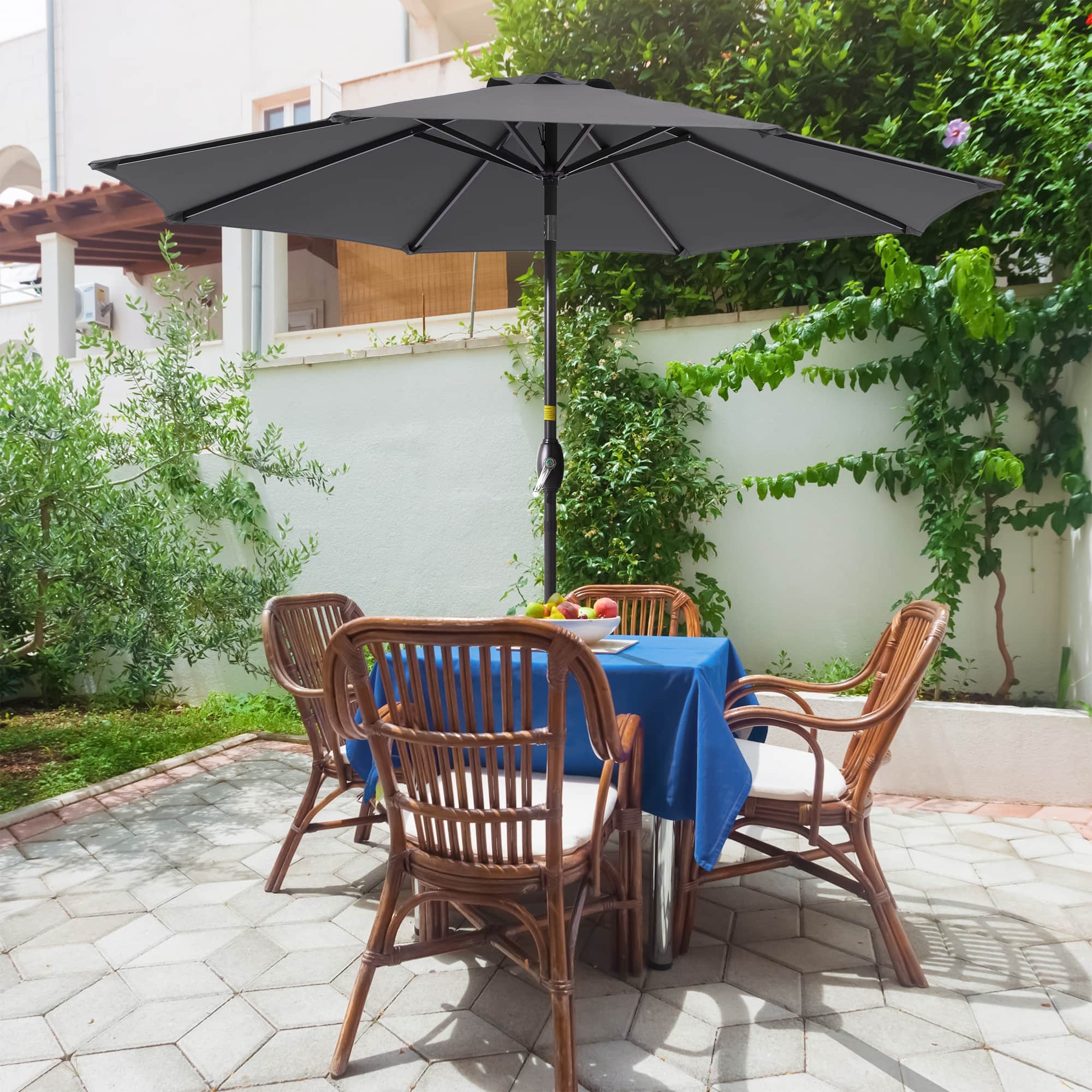 9ft patio table umbrella PatioKingdom Outdoor Umbrella, Autotilt outdoor cafes PatioKingdom 9FT Outdoor Umbrella, Autotilt