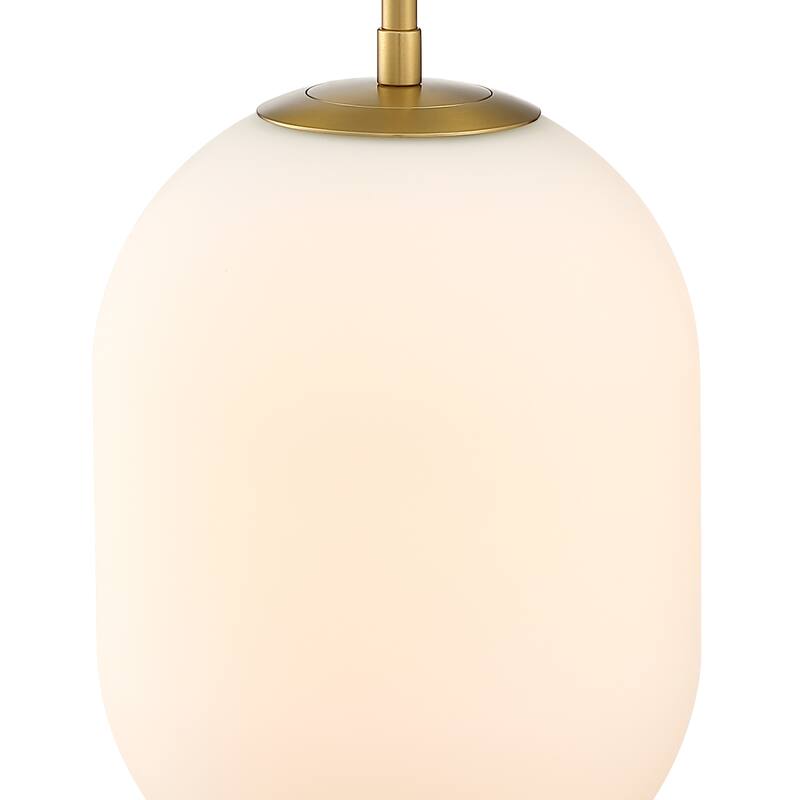 Noor 60 Watt 1-Light Brushed Gold Modern Pendant Light with Etched Opal Glass Shade - 12.75