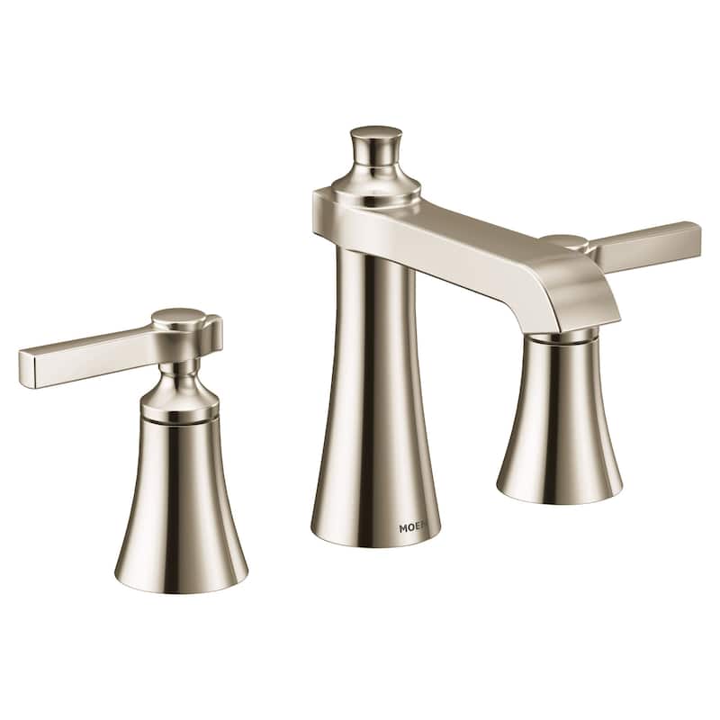 Moen TVS6984 Flara 1.2 GPM Widespread Bathroom Faucet with Pop-Up - Polished Nickel