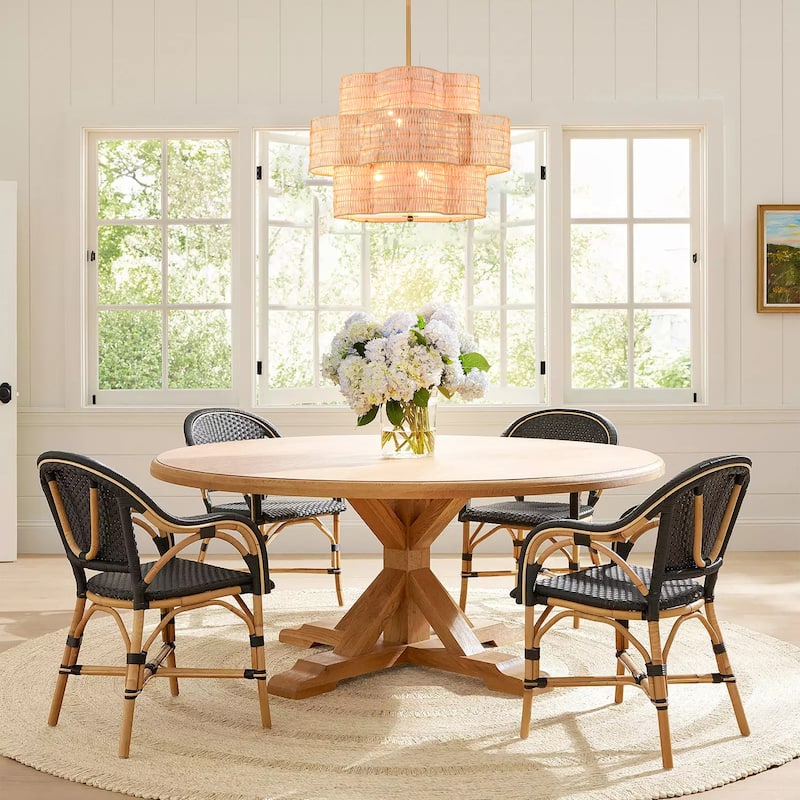 Rennnsan 24 in. 6-Light Brass Farmhouse Tiered Chandelier with Flower Shape - 24.0 in. W x 16.3 in. H