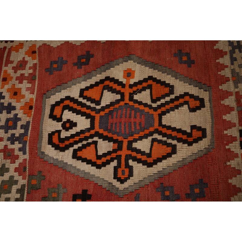 Vegetable Dye Kilim Qashqai Persian Rug Flatweave Wool Carpet - 4'11"x 7'6"