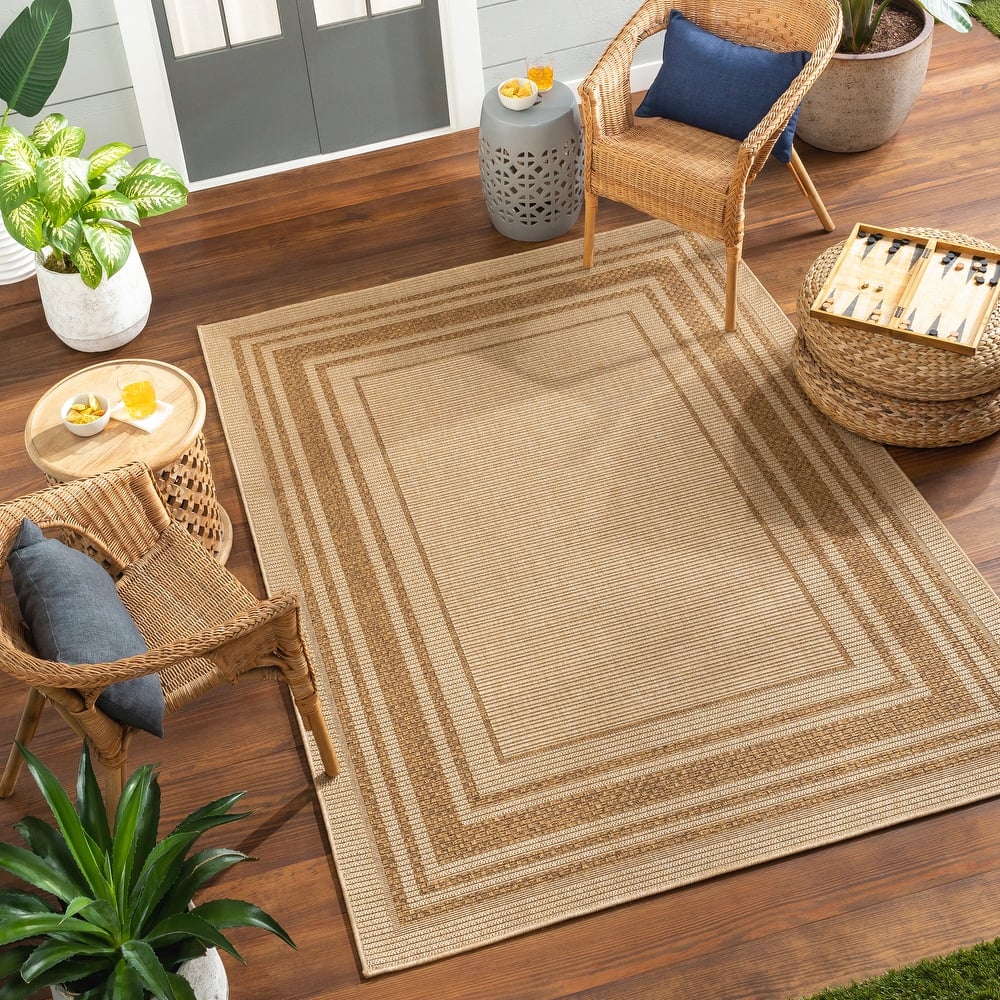 Livabliss Pismo Indoor/ Outdoor Casual Border Area Rug