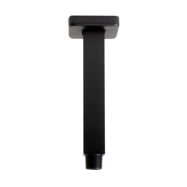 slide 1 of 6, Black Matte 6" Square Ceiling Shower Arm
