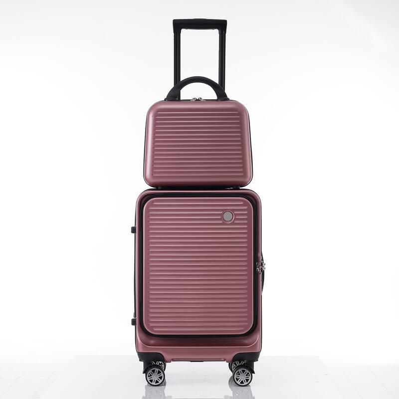 20 Inch Front Open Hardshell Luggage with Front Pocket and USB Port, 1 Portable Carrying Case