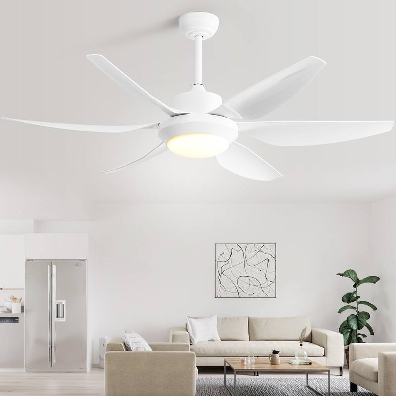 54-inch Indoor Modern Ceiling Fan with Light and Remote, LED Dimmable, 6 ABS Blades