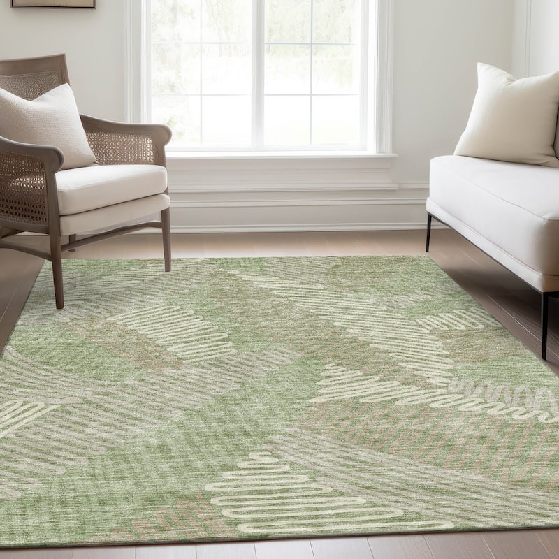 Premium Washable Super Soft Contemporary Leaf Mayfield Rug