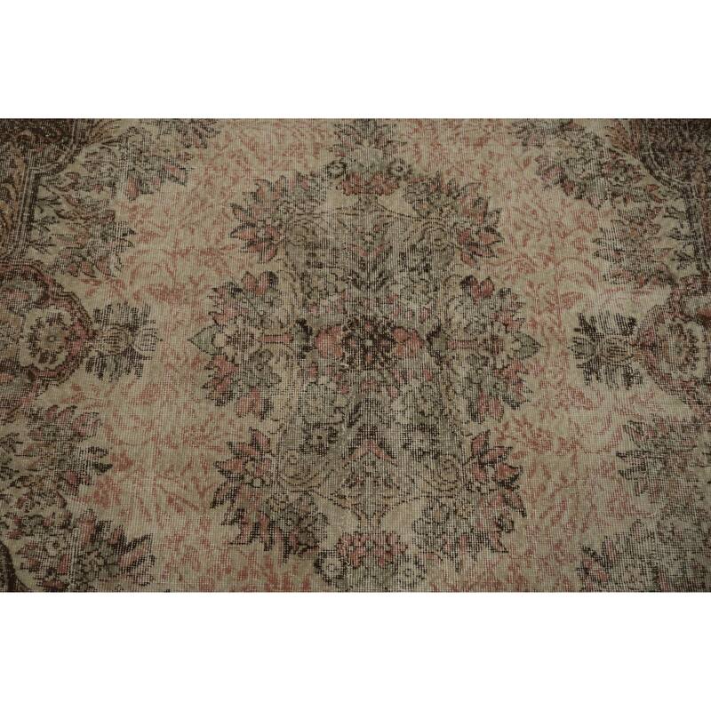 Hand Knotted Oriental 100% Wool Carpet Transitional Floral Beige & Ivories Anatolian Area Rug - 9' 3'' X 5' 9''