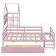 preview thumbnail 26 of 28, Kids Platform Bed House Bed Twin Size Wood Frame with House Roof Headboard, Safety Guardrail, Large Drawer, Star Pattern