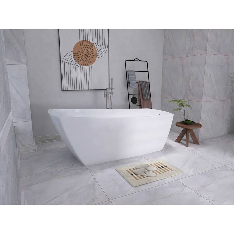Peter Soaking Single Slipper Rectangular Bathtub in Glossy White