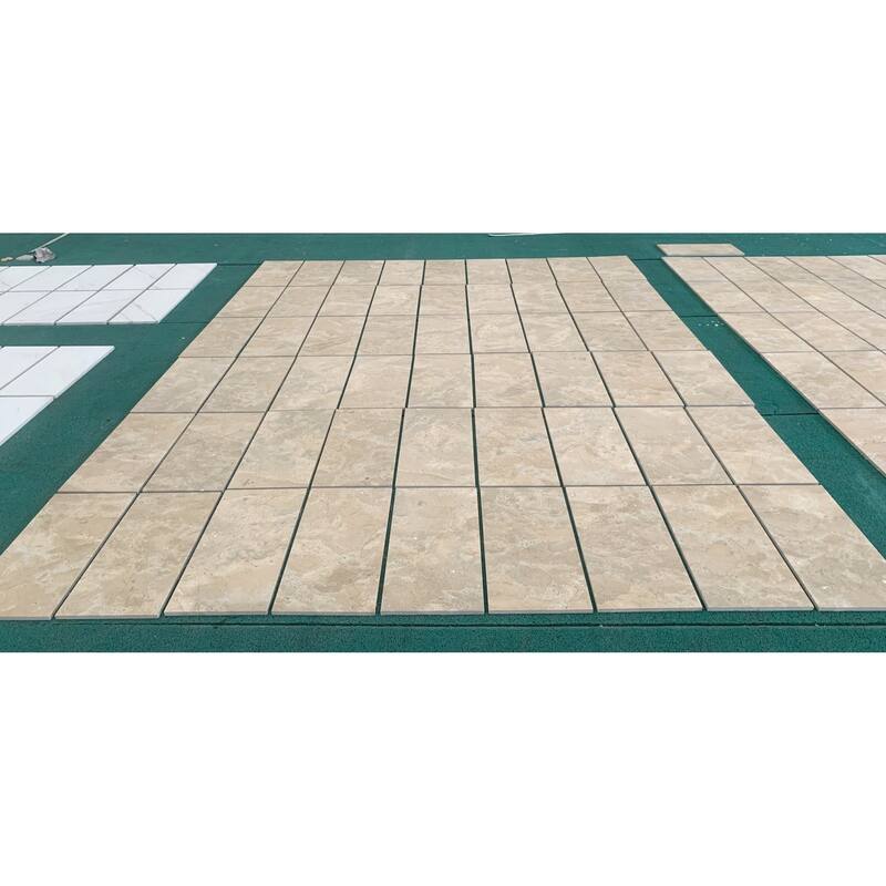 Roomfitters Natural Marble Tile, Leather Finish Stone for Floor and Wall, Genuine Marble, 4-Piece Box, Gold Yellow Beige