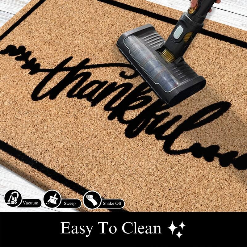 A1HC Natural Coir Flocked Doormat with Heavy Duty Non-Slip PVC Backing Fade Resistant, Pet Friendly Outdoor Welcome Mat