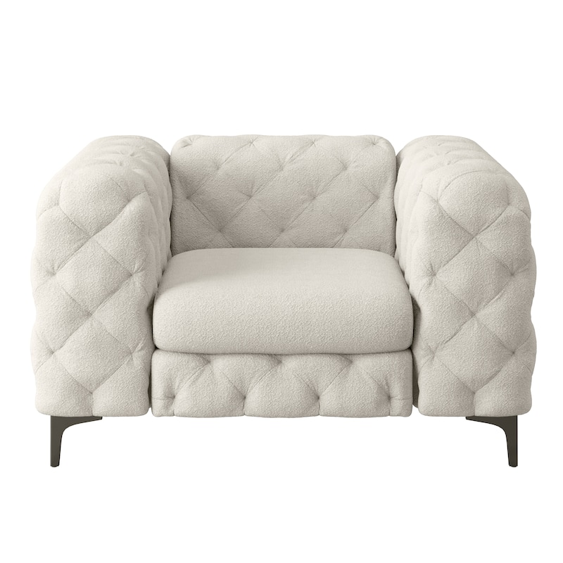 Corvus Aosta Chesterfield Tufted Velvet Club Chair - White