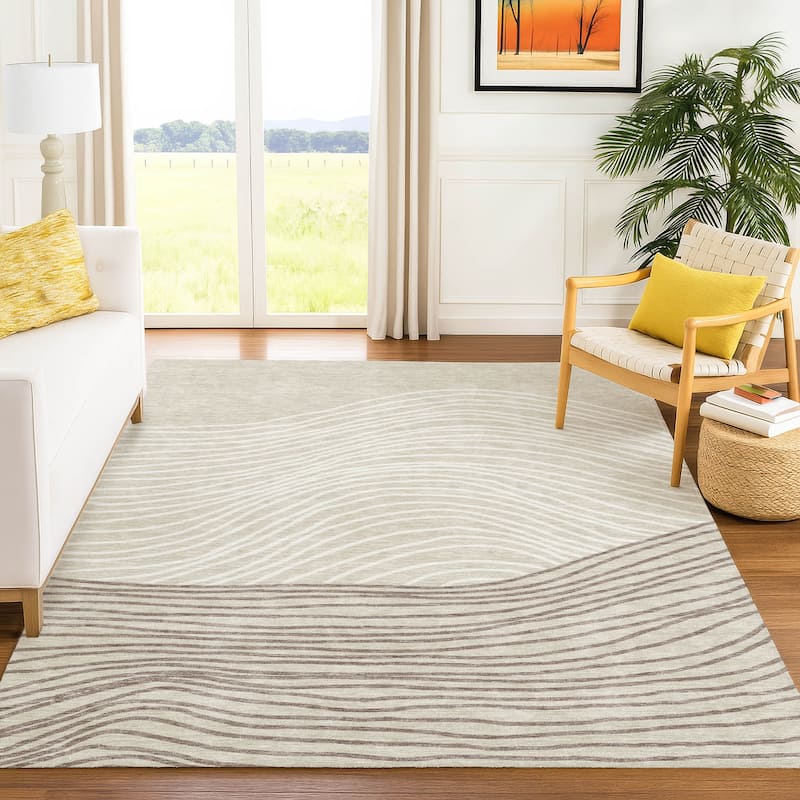 Machine Washable Indoor/ Outdoor Modern Arches Chantille Rug