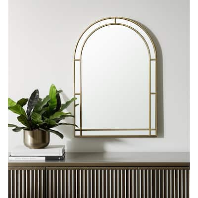 HomeRoots 48" Gold Metal Double Arch Framed Accent Mirror - 34.25 in. x 48.25 in. x 1.50 in.