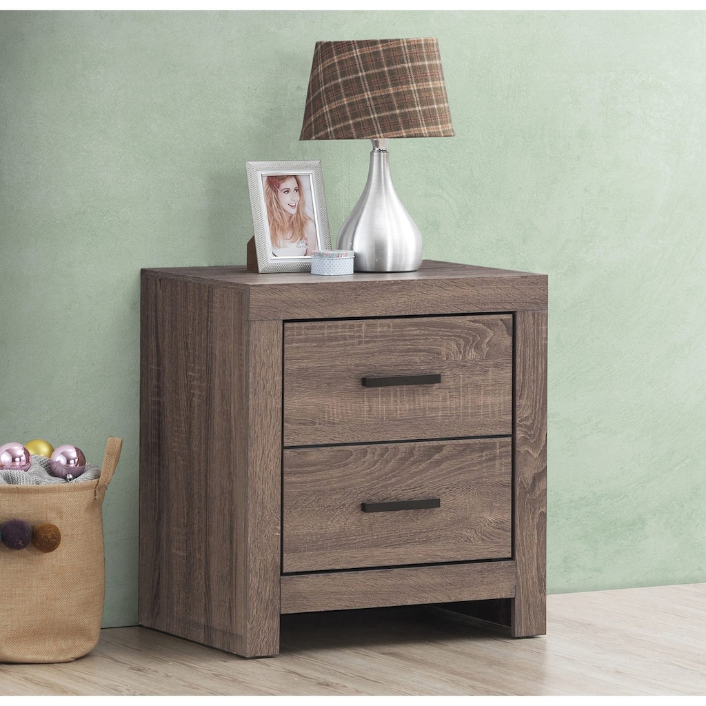 2 Drawers Wooden Nightstand in Barrel Oak
