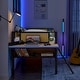 preview thumbnail 17 of 18, Stylish & Simple Single Twin metal loft bed with rectangular desk, LED lights, storage shelves, safety guard and ladder, Brown