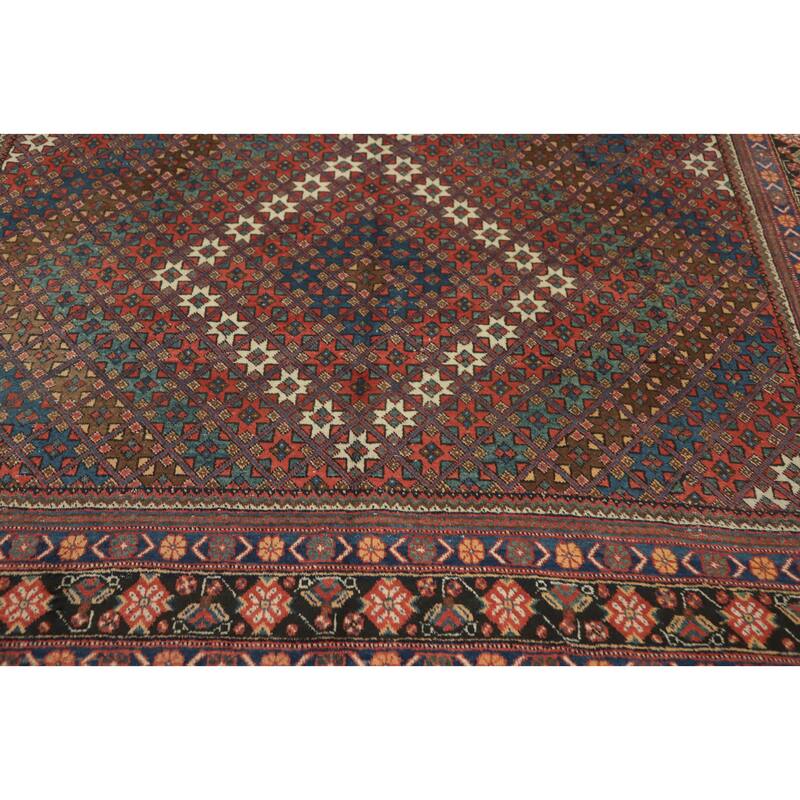 Hand Knotted Oriental 100% Wool Carpet Traditional Geometric Multi-Colored Bakhtiari Area Rug - 10' 4'' X 7' 4''