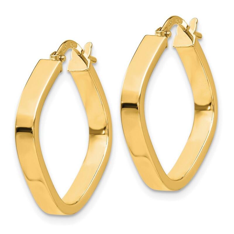 Curata 14k Yellow Gold Flat Edge Square Hoop Earrings - 27.25x27.35mm