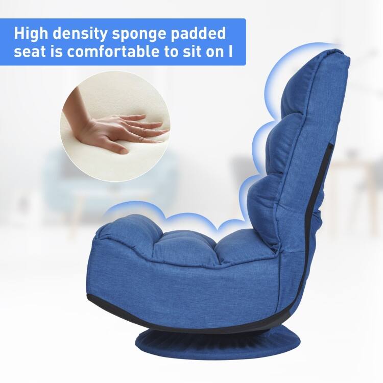 360-Degree Swivel Floor Chair with Foldable Design and Adjustable Backrest