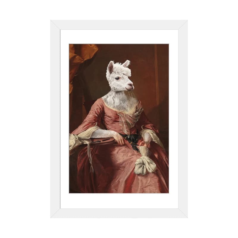 iCanvas "Lady AIpaca" by Jonas Loose - White - 32x24x1
