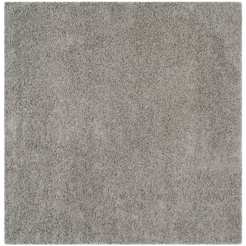 SAFAVIEH Athens Shag Ilaha 1.5-inch Thick Rug - 6'7" x 6'7" Square - Light Grey