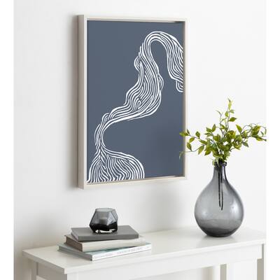 Kate and Laurel Sylvie Rich Blue Abstract River Framed Canvas by The Creative Bunch Studio