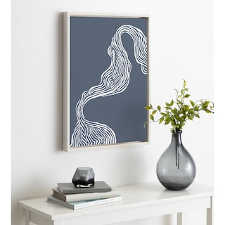 Kate and Laurel Sylvie Rich Blue Abstract River Framed Canvas by The Creative Bunch Studio