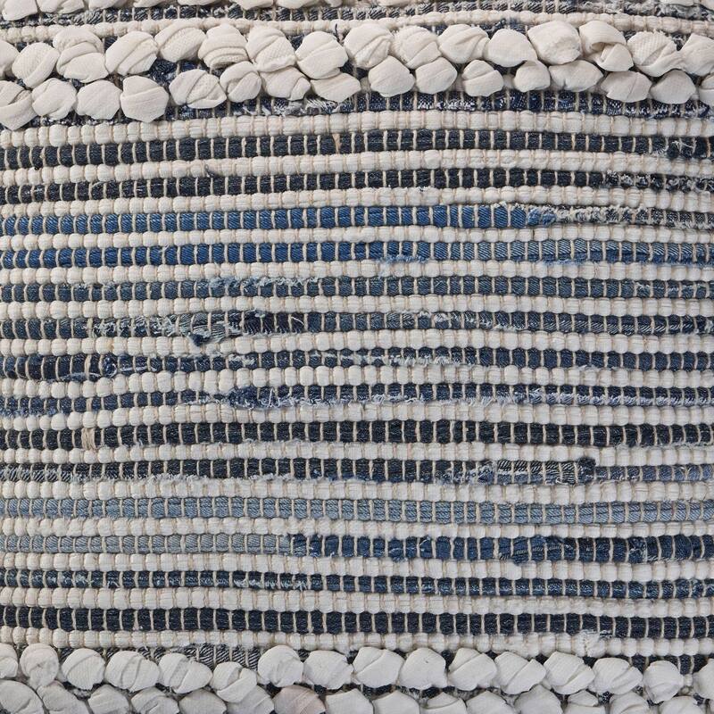 18" Blue and Ivory Textured Square Throw Pillow