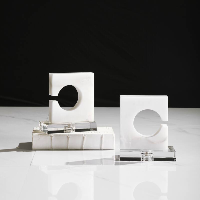 Uttermost Clarin White and Grey Bookends (Set of 2)