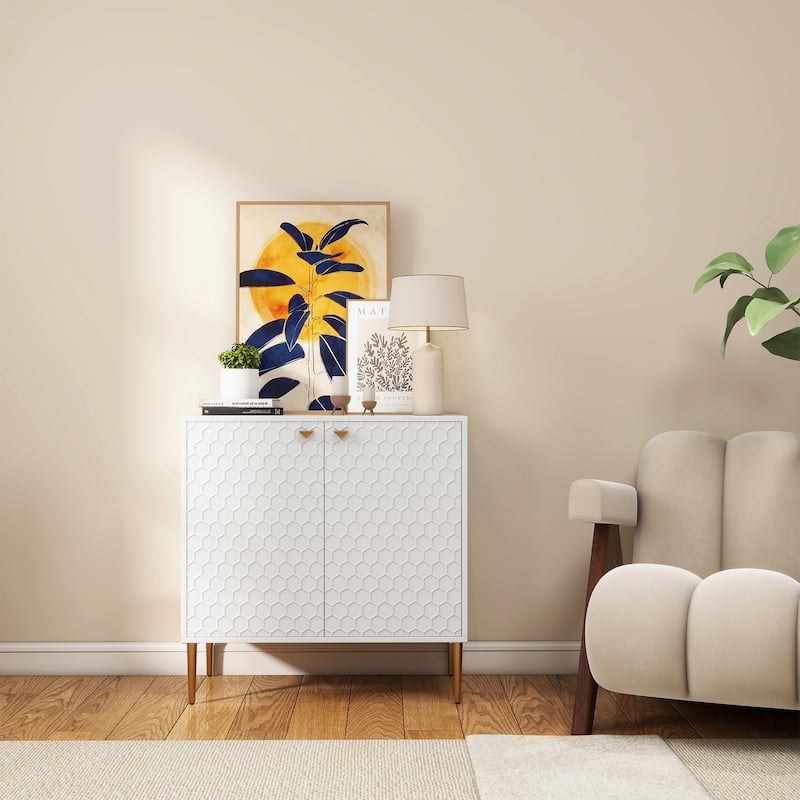 Hexagonal Pattern 2-door Storage Cabinet Buffet Cabinet Sideboard