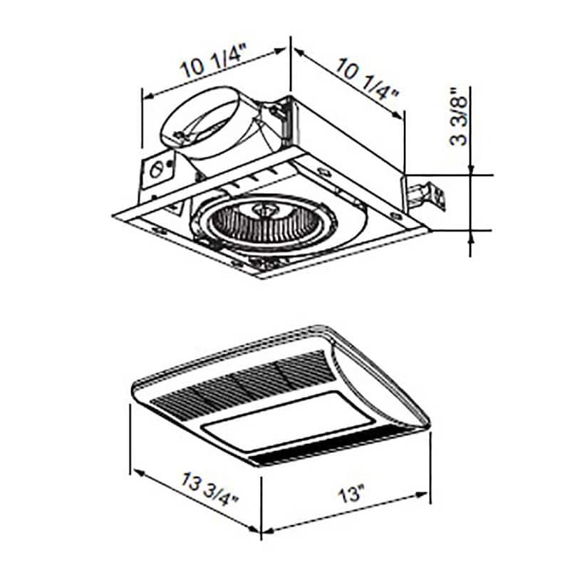 Broan LP510RSL Lo-Profile DC 100 CFM 1.2 Sone Ceiling Mounted Humidity