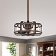 preview thumbnail 2 of 4, Warehouse of Tiffany 3-blade Ceiling Fan with Caged Metal and Wood Frame with Remote