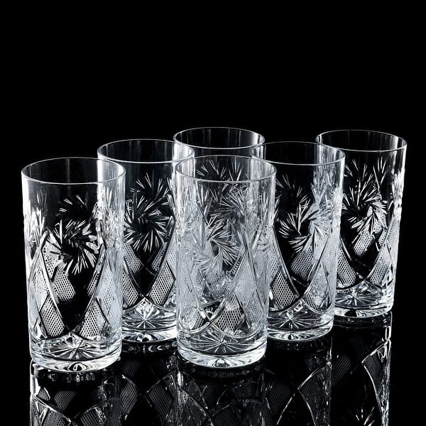 Mill Gold Rim Crystal Highball Glasses Set of 6